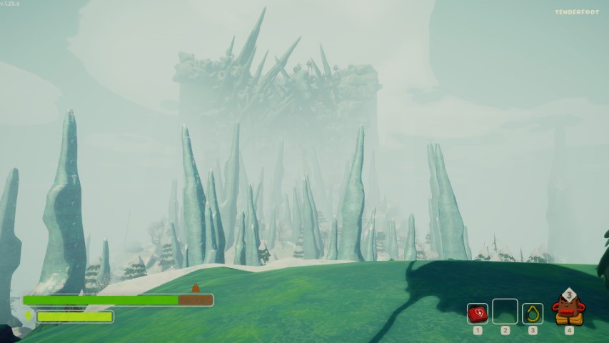 a screenshot of the alpine biome in the videogame PEAK